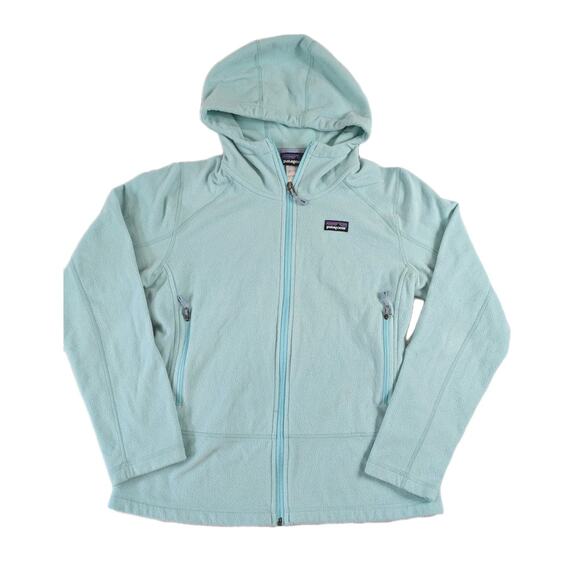 Womens Patagonia Emmilen Fleece Hoodie Fall Spring Jacket Medium Polar Blue Teal - Picture 1 of 4